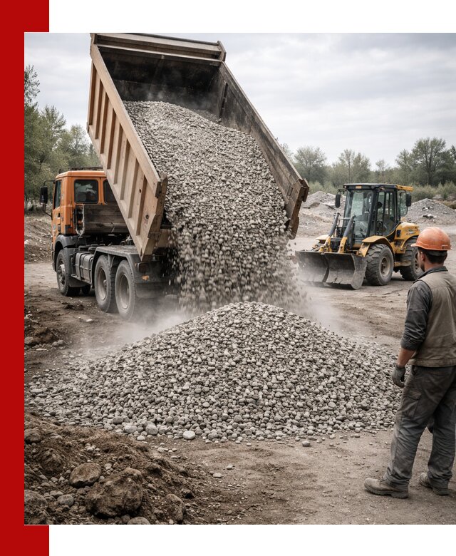 Доставка щебня в Отрадном крупными и мелкими фракциями