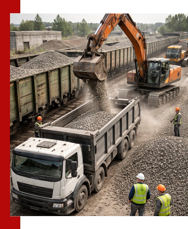 Железнодорожный щебень фракция 25–60 для поставок в Отрадном