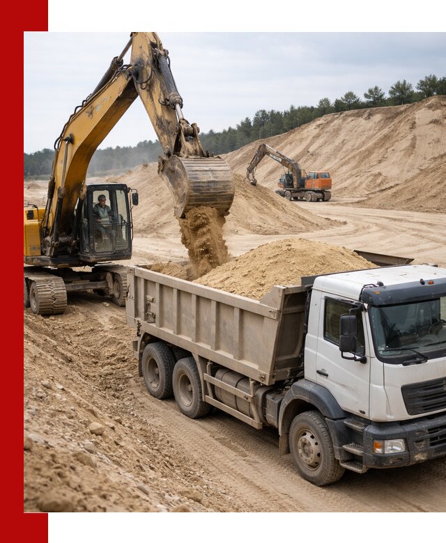 Доставка карьерного песка с самосвалами и разгрузкой в Отрадном