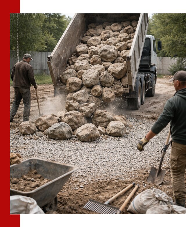 Доставка и укладка булыжника в Отрадном