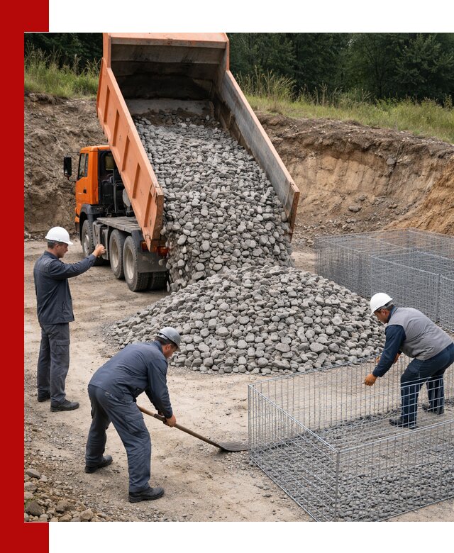 Камень для габионов с доставкой в Отрадном быстро и надёжно