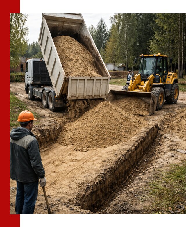 Доставка песчаного грунта в Отрадном для строительных работ