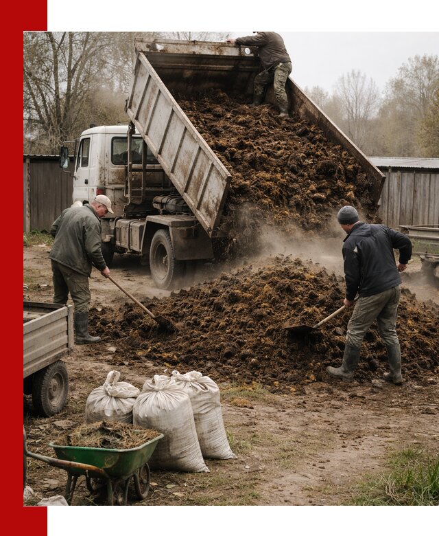 Доставка коровьего навоза самосвалом в Отрадном