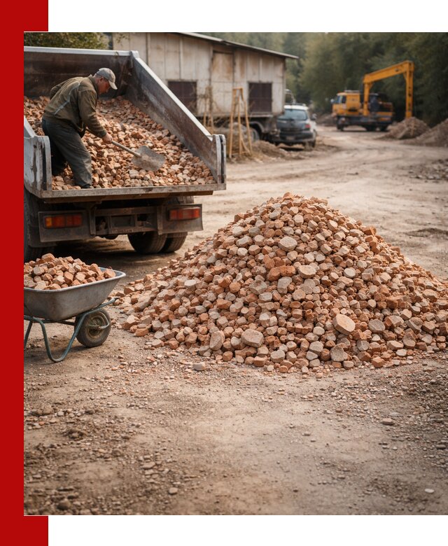 Доставка и подушка из боя кирпича с разгрузкой в Отрадном