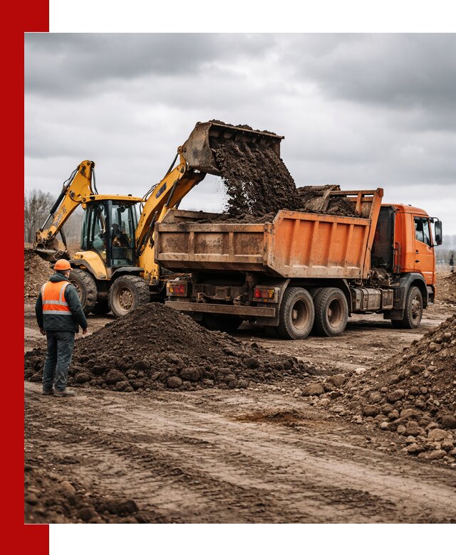 Вывоз грунта и строительного мусора в Отрадном грузовыми самосвалами