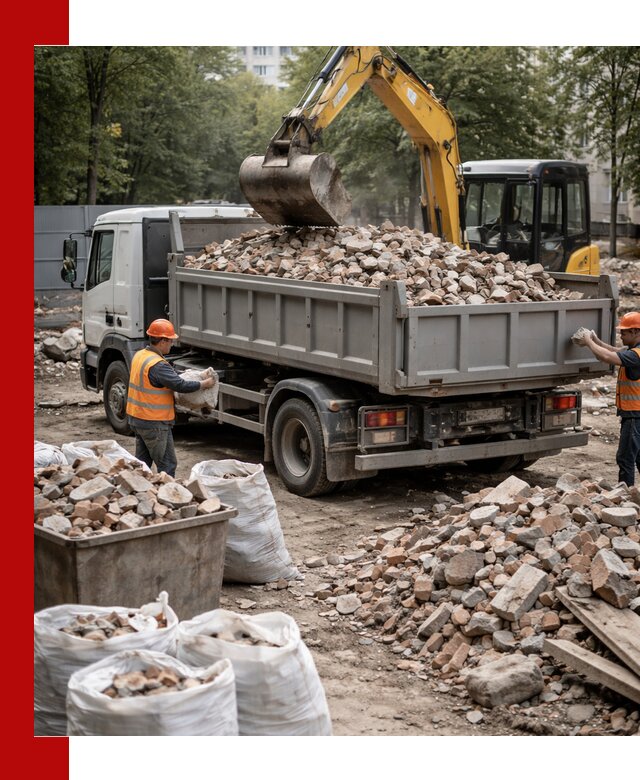 Вывоз строительного мусора в Отрадном с самосвалами и контейнерами